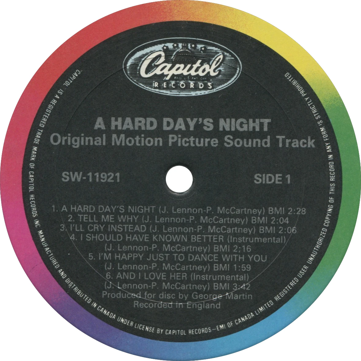 A Hard Day's Night (US Format), LP.11921.13.1