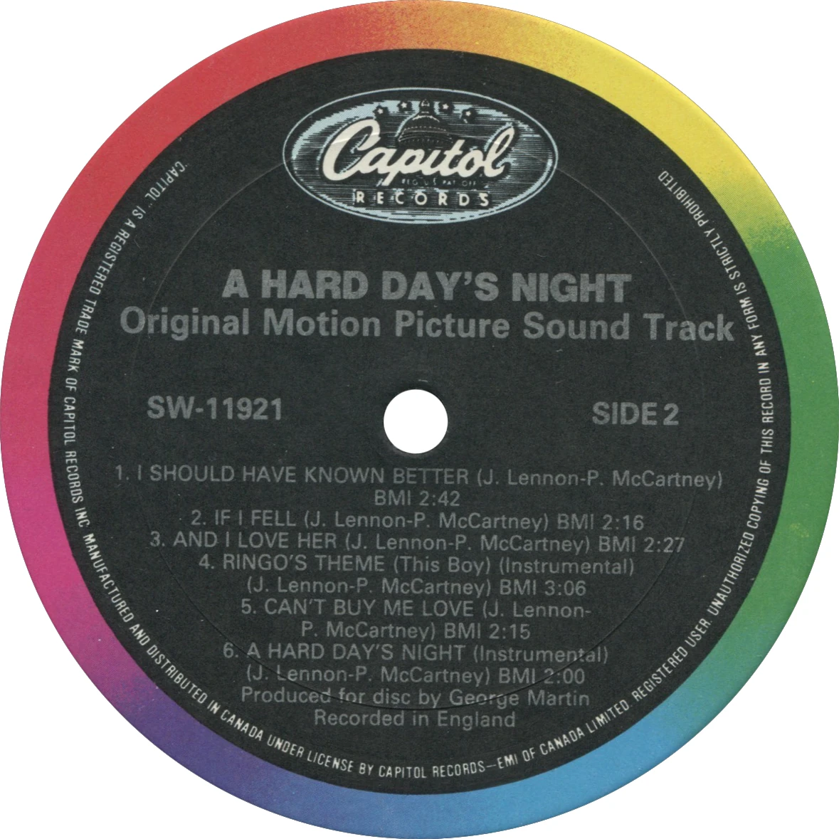 A Hard Day's Night (US Format), LP.11921.13.1