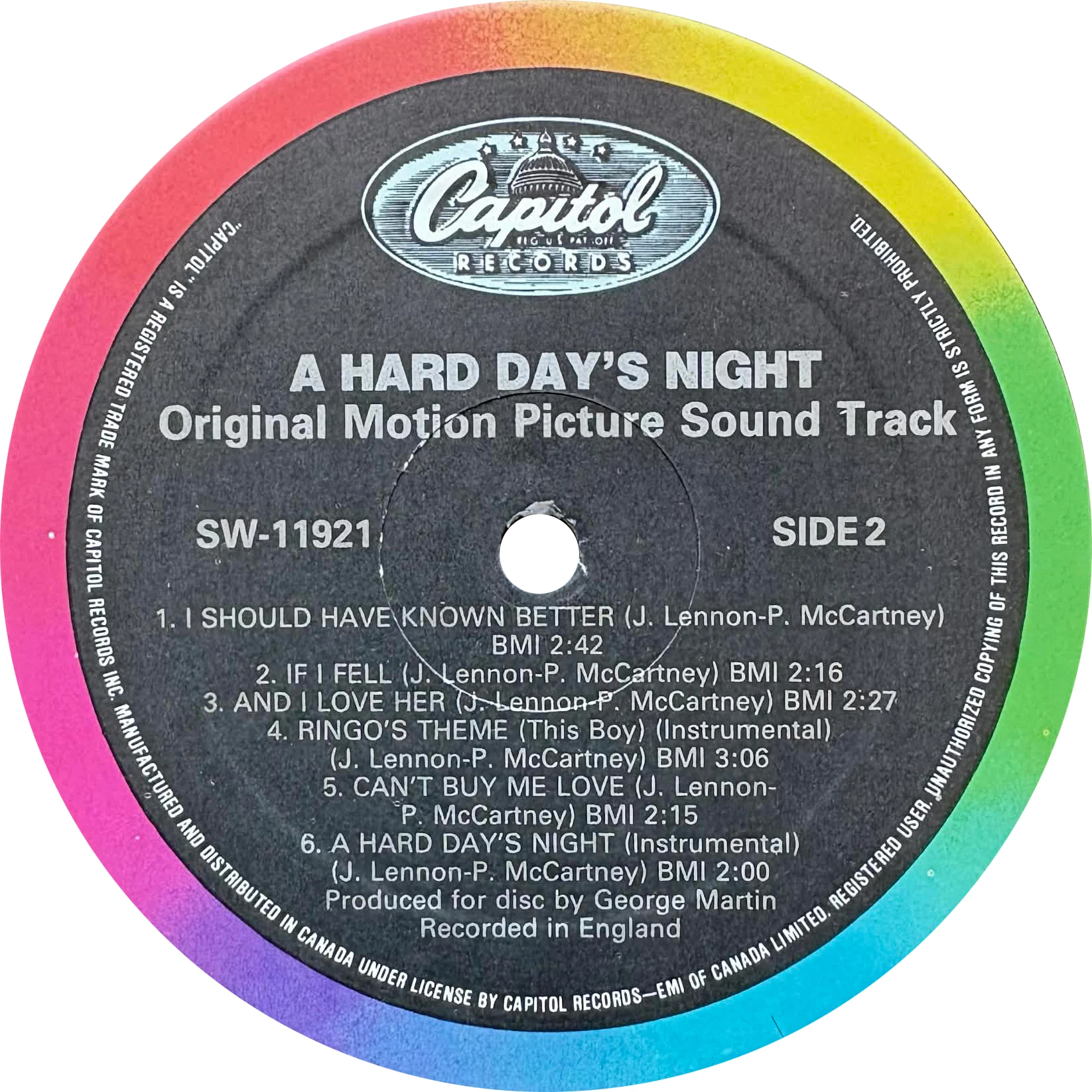 A Hard Day's Night (US Format), LP.11921.14.1