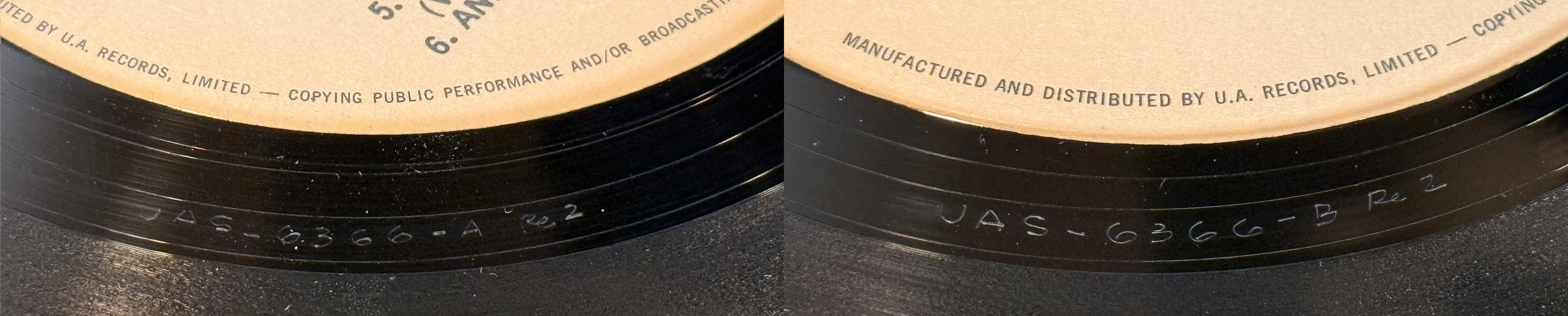 A Hard Day's Night (US Format), LP.6366.UA4.2, matrix stamp detail