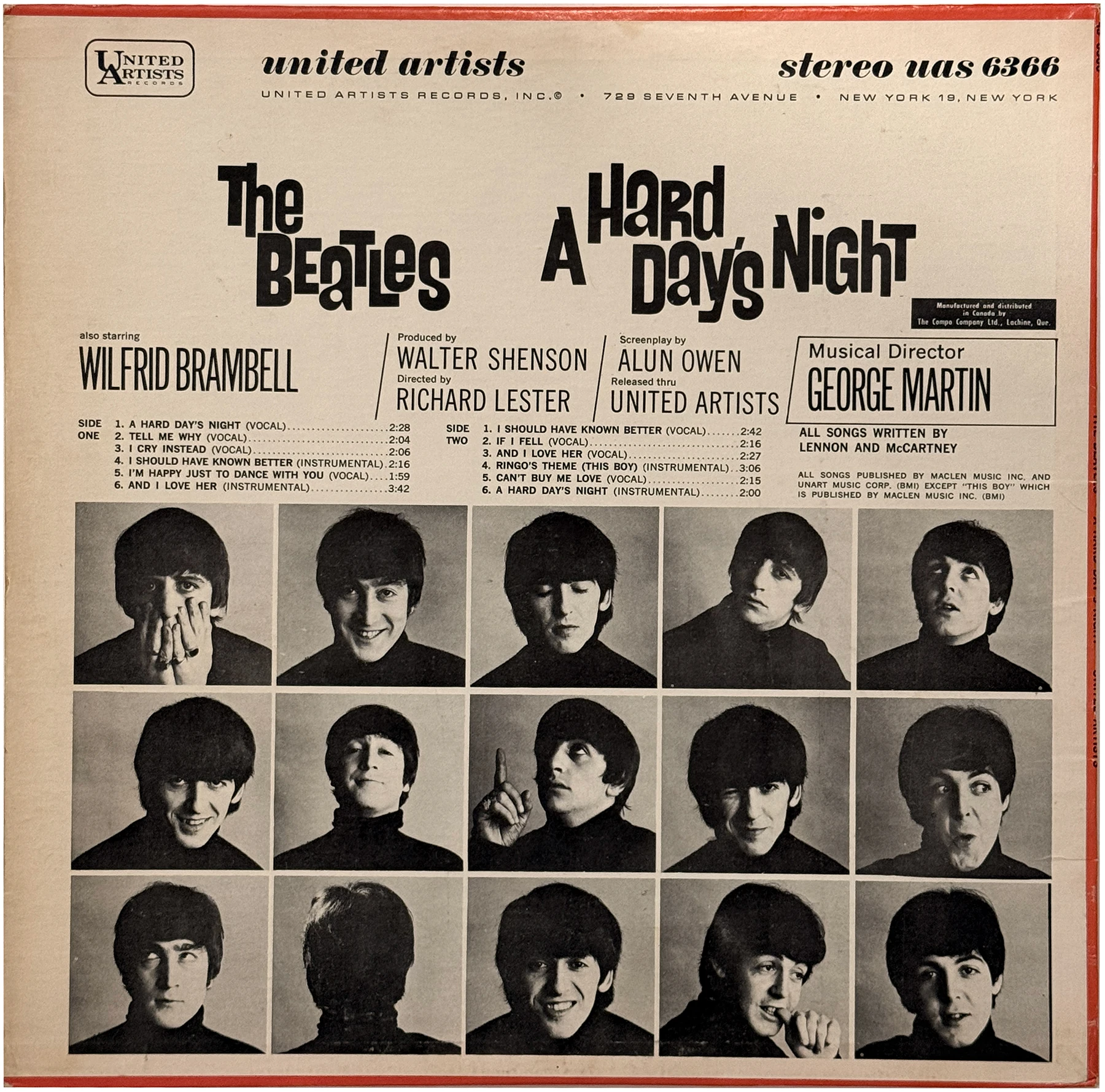 A Hard Day's Night (US Format), LP.6366.UA1.5, cover photo