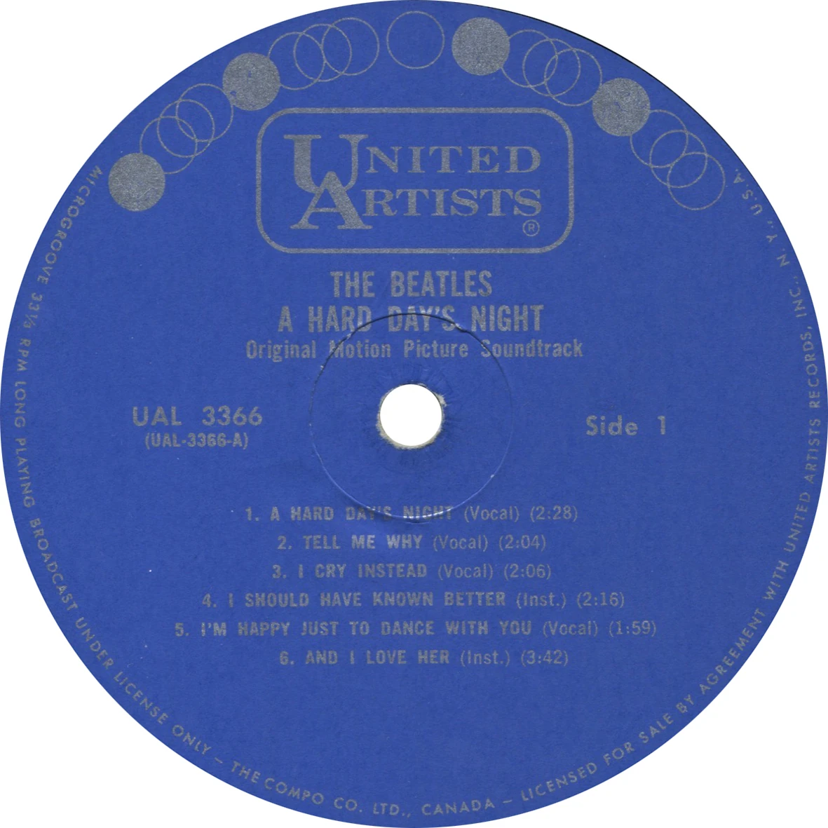 A Hard Day's Night (US Format), LP.3366.UA1.4