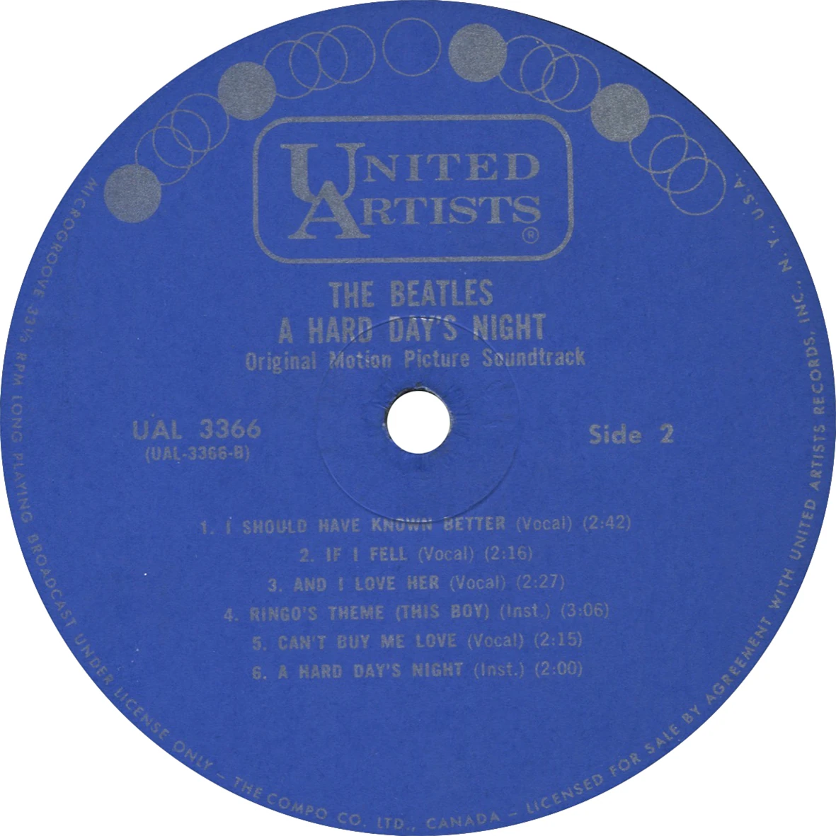 A Hard Day's Night (US Format), LP.3366.UA1.4