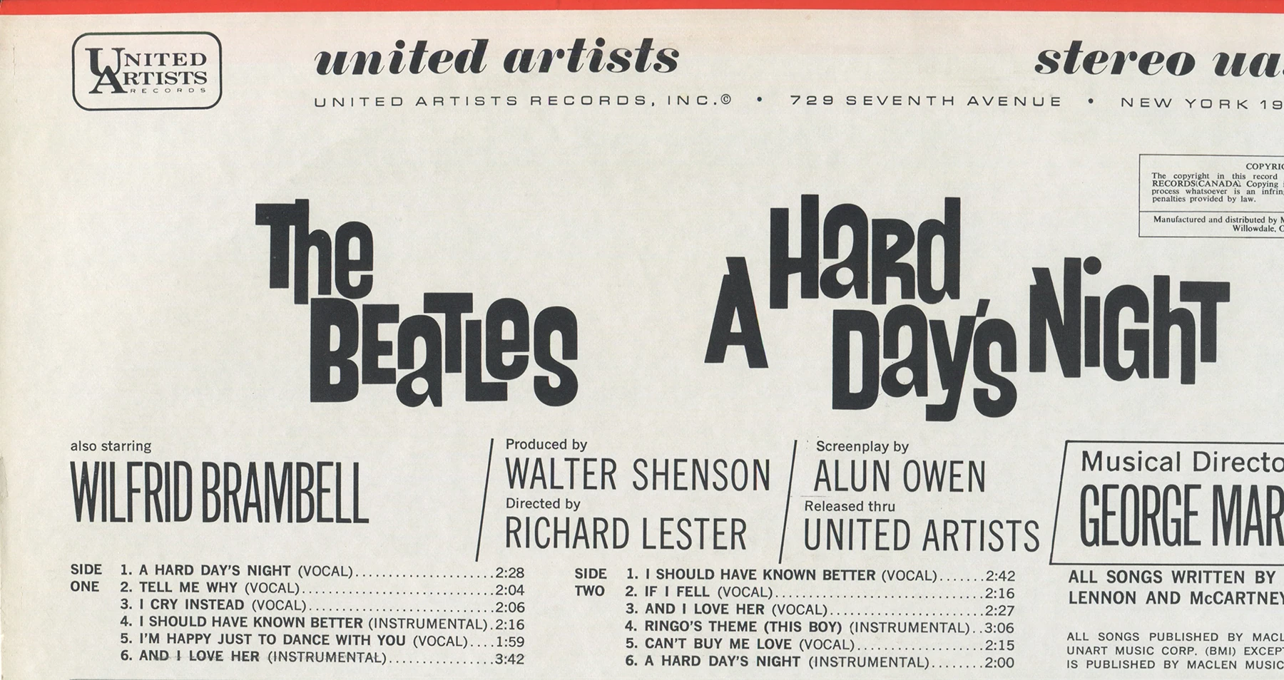 A Hard Day's Night (US Format), LP.6366.UA2.1