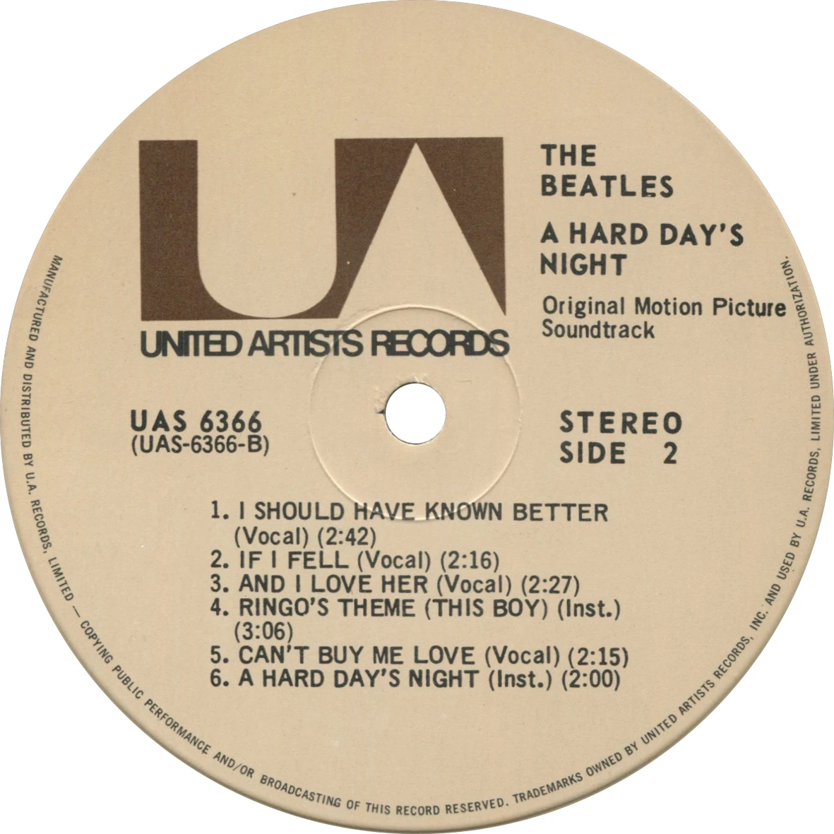 A Hard Day's Night (US Format), LP.6366.UA4.2