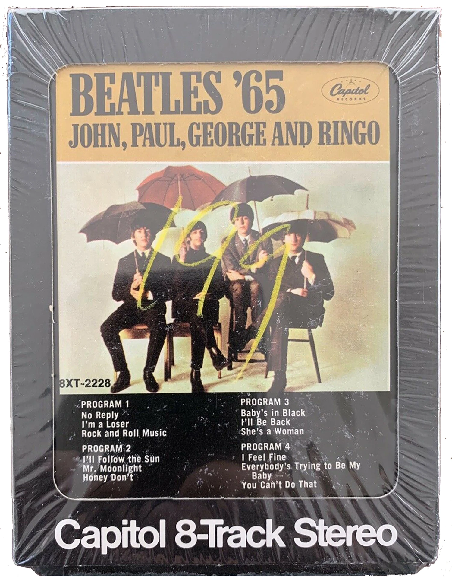 Beatles'65, 8T.2228.4.2, sealed Lear Jet cartridge with USA artwork slick, front