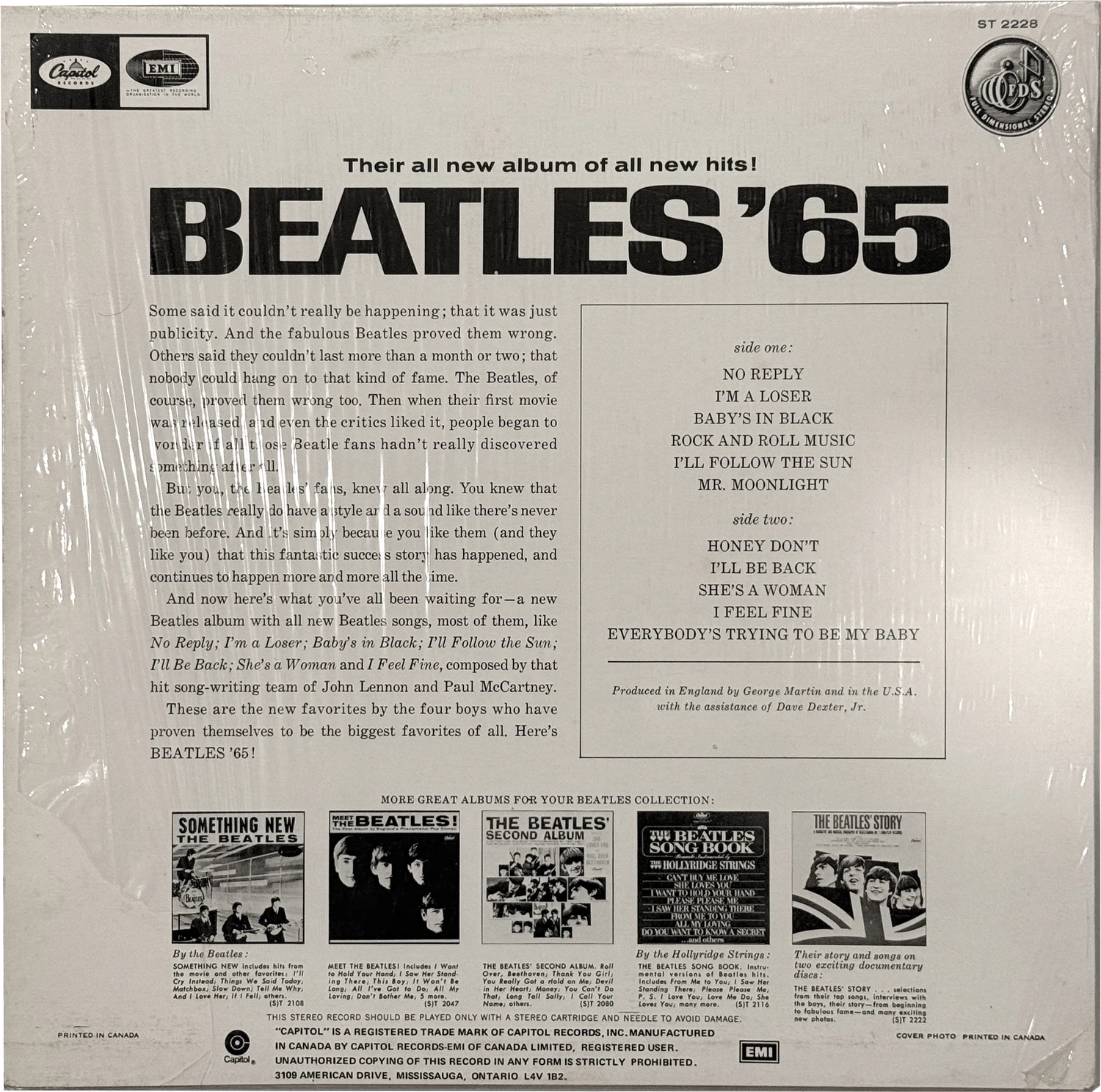 Beatles'65, LP.2228.10.1, back cover