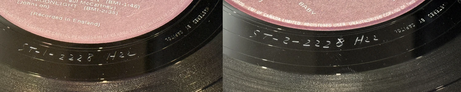 Beatles'65, LP.2228.11.1, matrix stamp detail