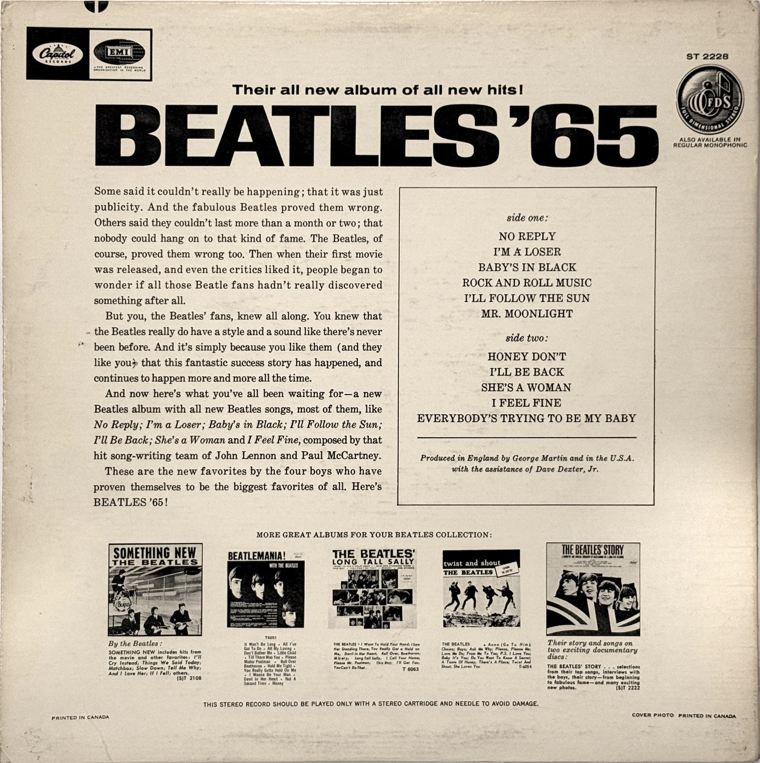 Beatles'65, LP.2228.2.4, back cover (same jacket as LP.2228.1.3)