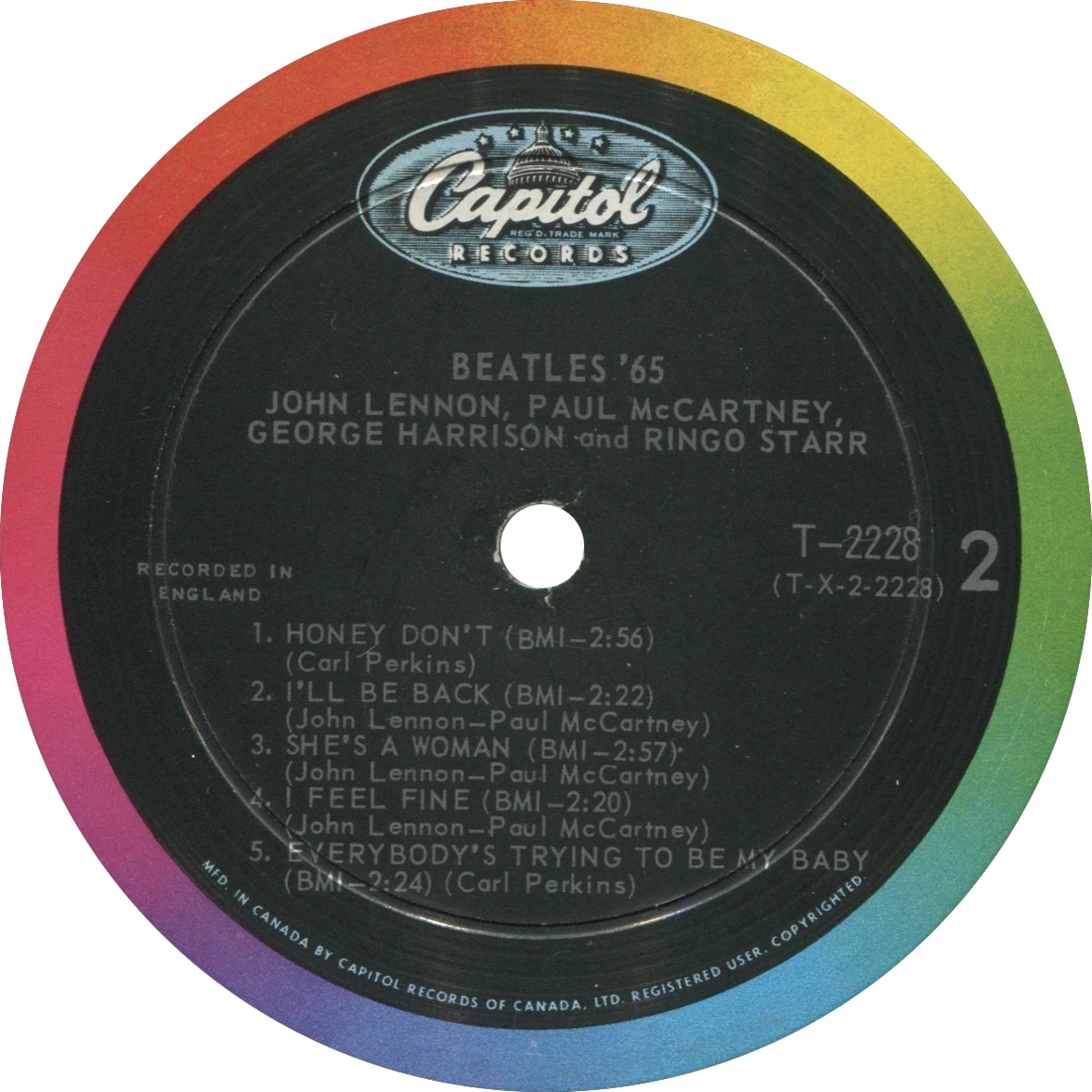 Beatles'65, LP.2228.1.4, hybrid copy, side 2 label