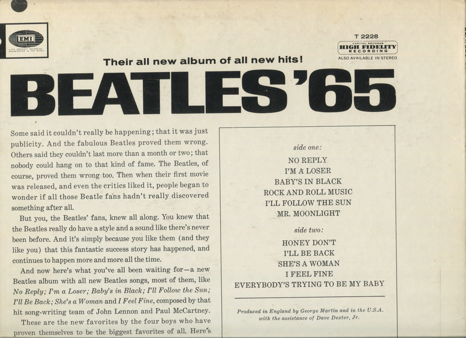 Beatles'65, LP.2228.1.2, back cover, lowered information block