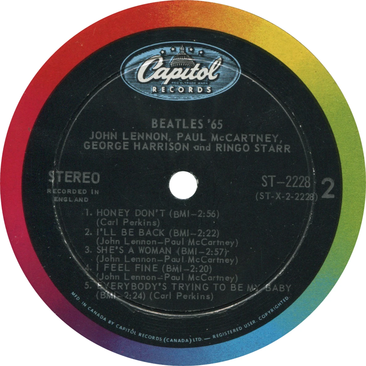 Beatles'65, LP.2228.2.4, side 2 label