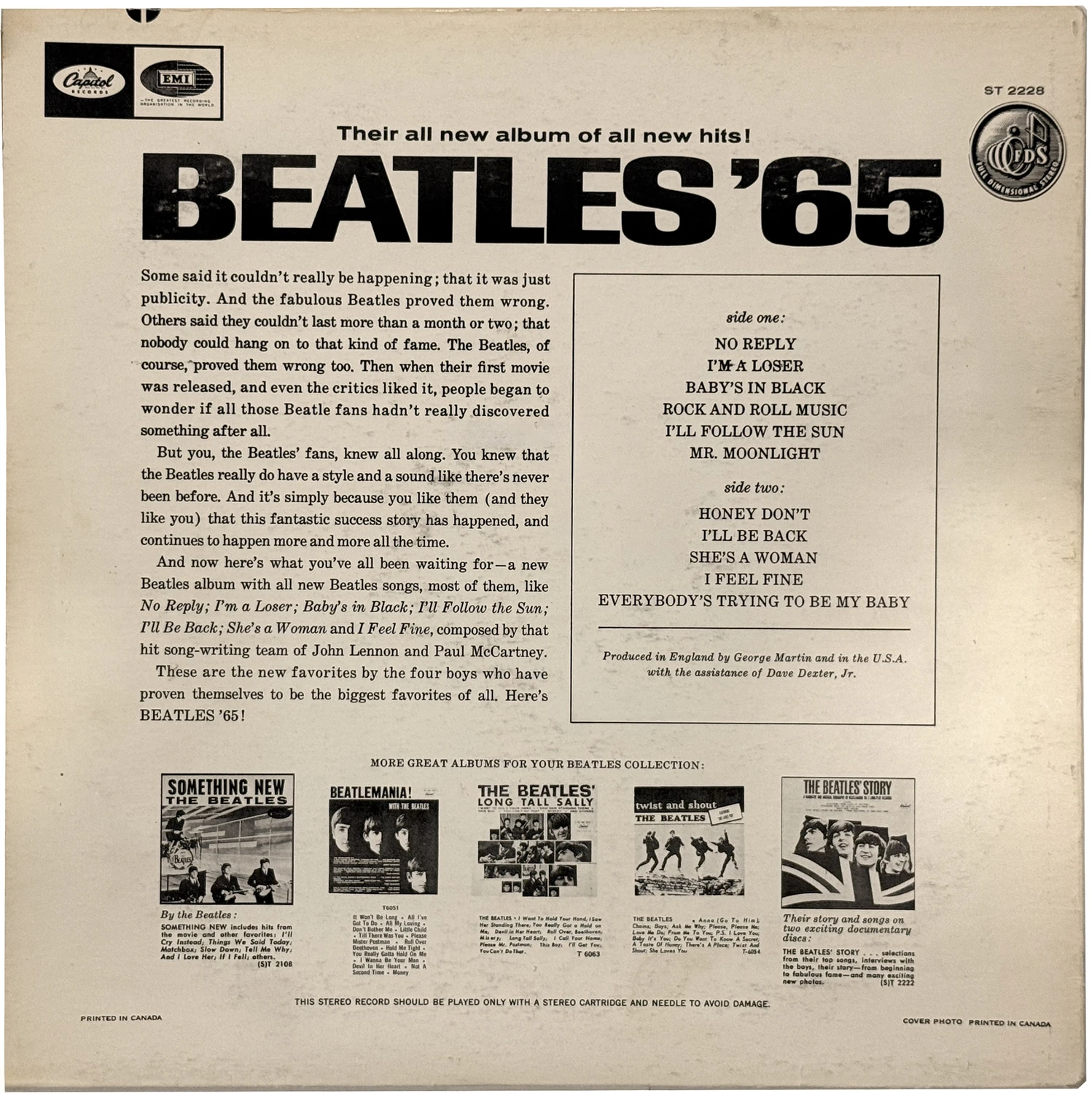 Beatles'65, LP.2228.4.1, back cover