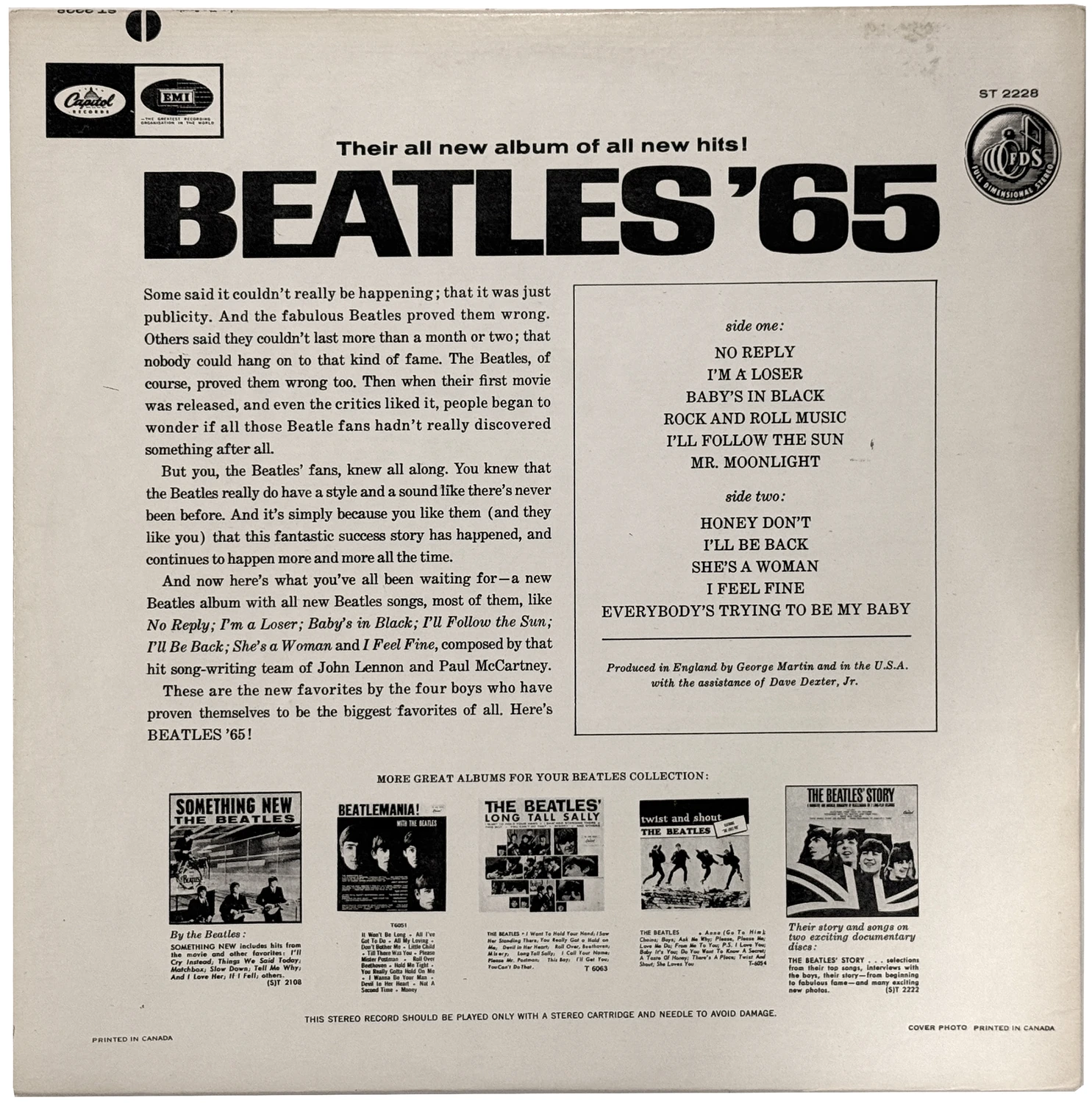 Beatles'65, LP.2228.6.1, back cover