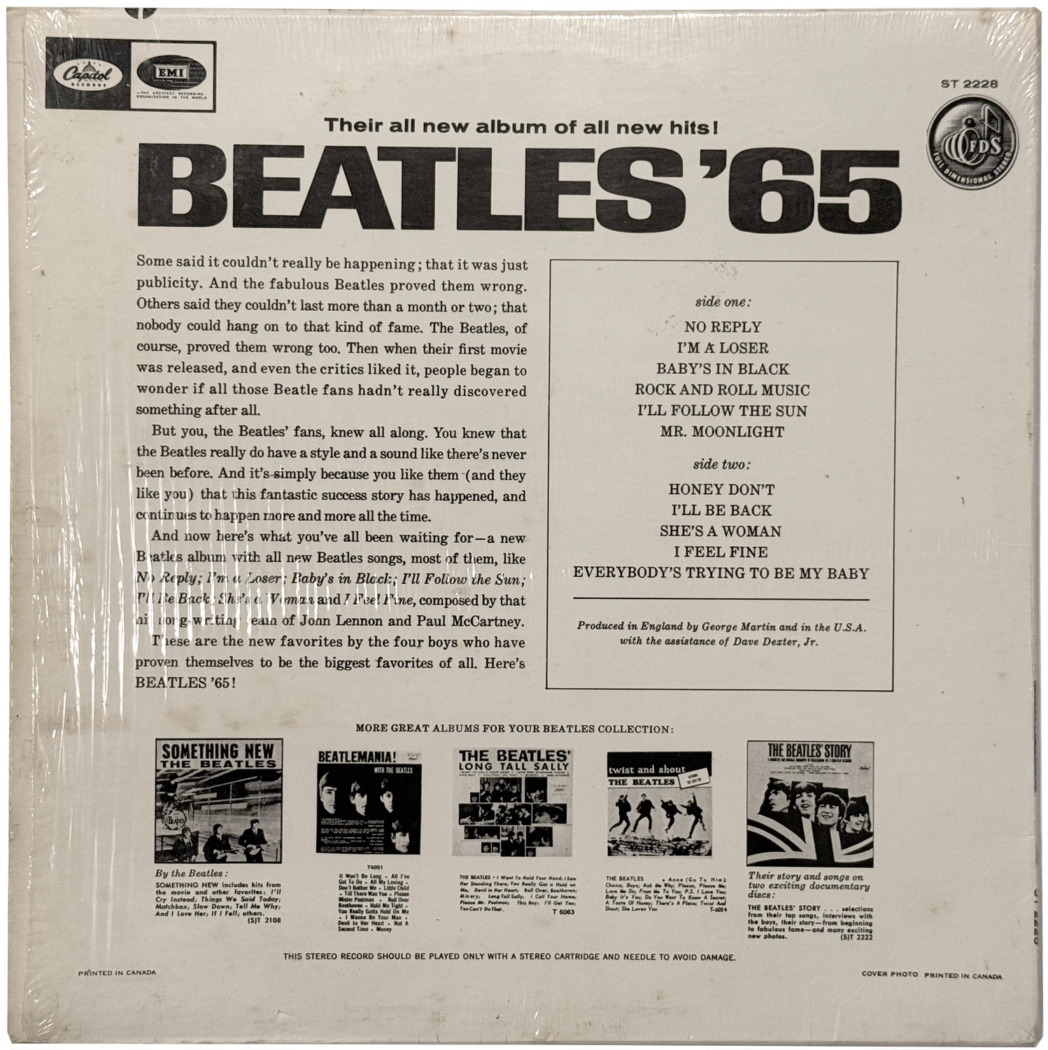 Beatles'65, LP.2228.6.1, back cover, second copy