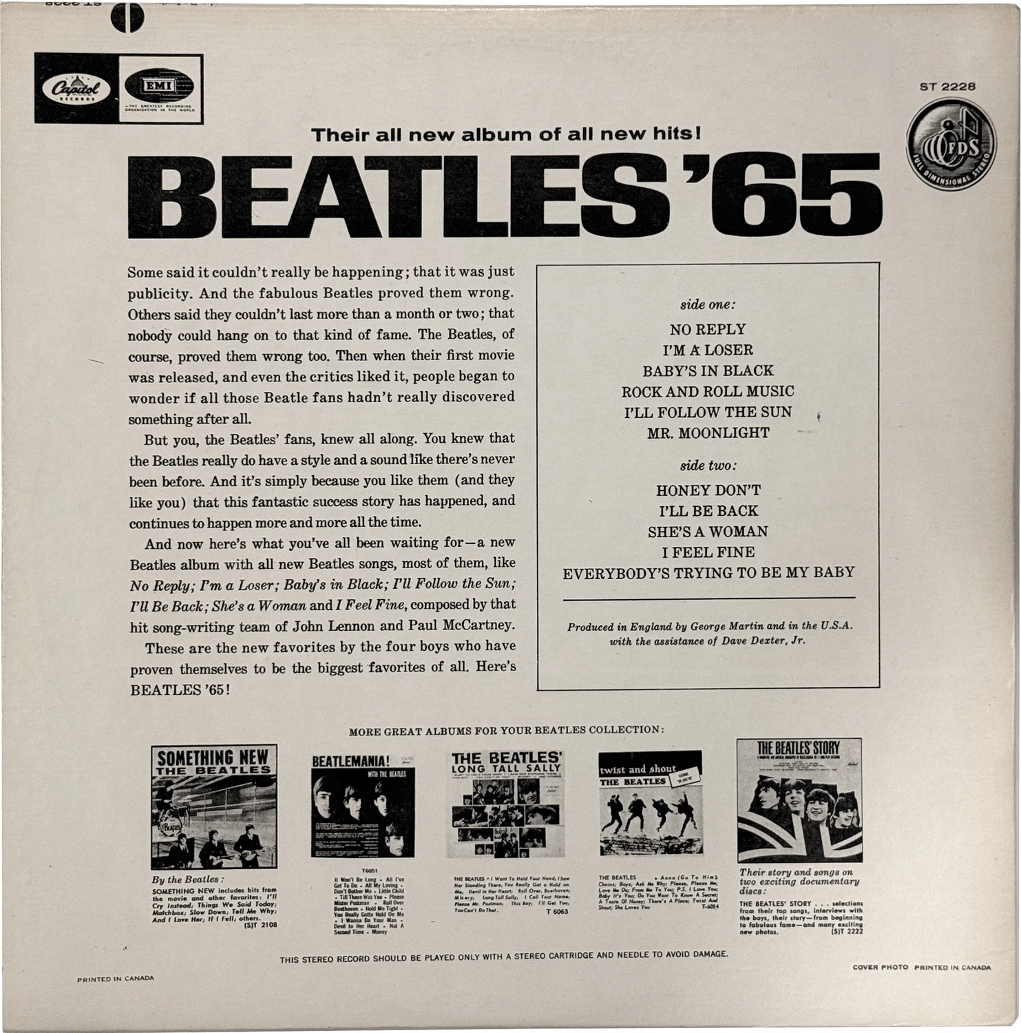 Beatles'65, LP.2228.6.2, back cover, second copy