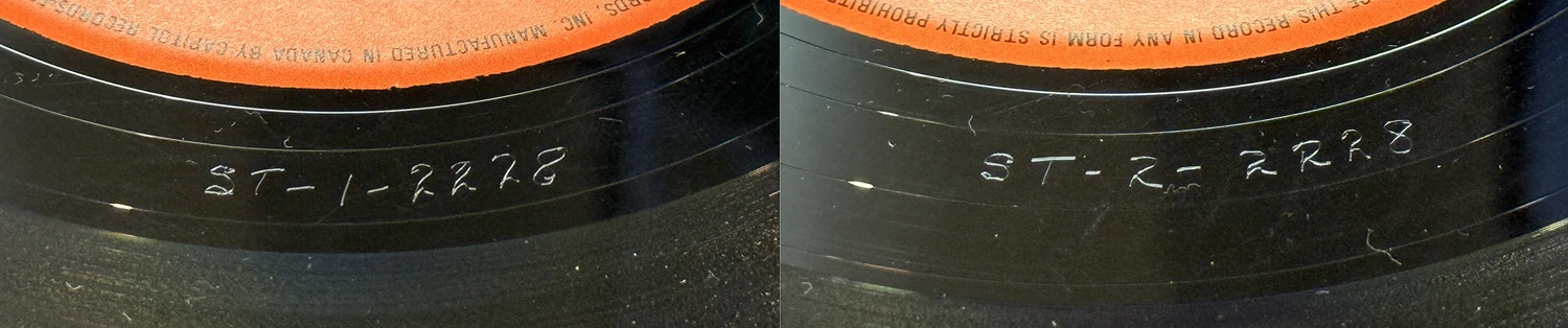 Beatles'65, LP.2228.7.1, matrix stamp detail (LP.2228.7.2 shown, same hand-etched numbers)