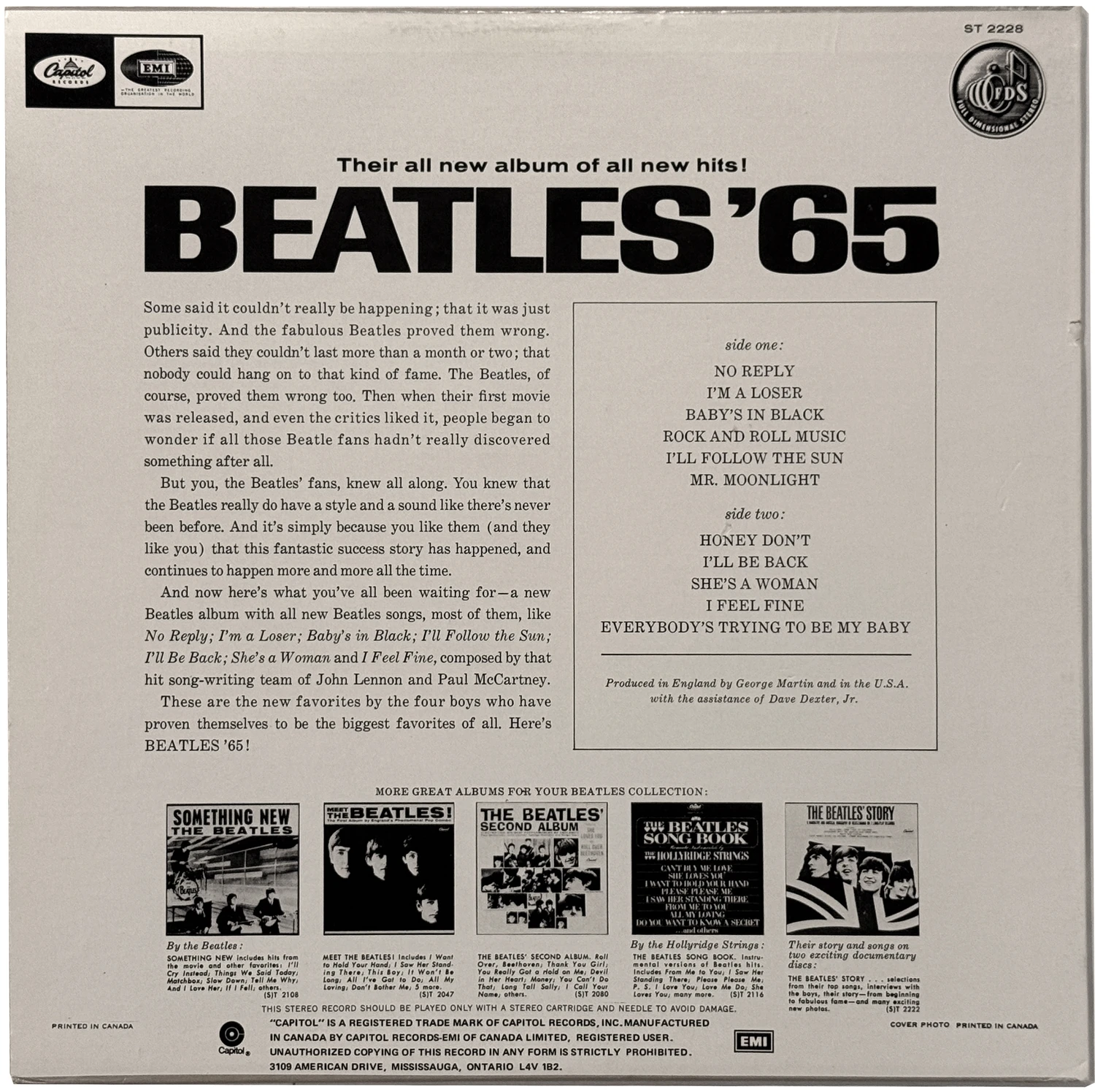 Beatles'65, LP.2228.8.1, back cover