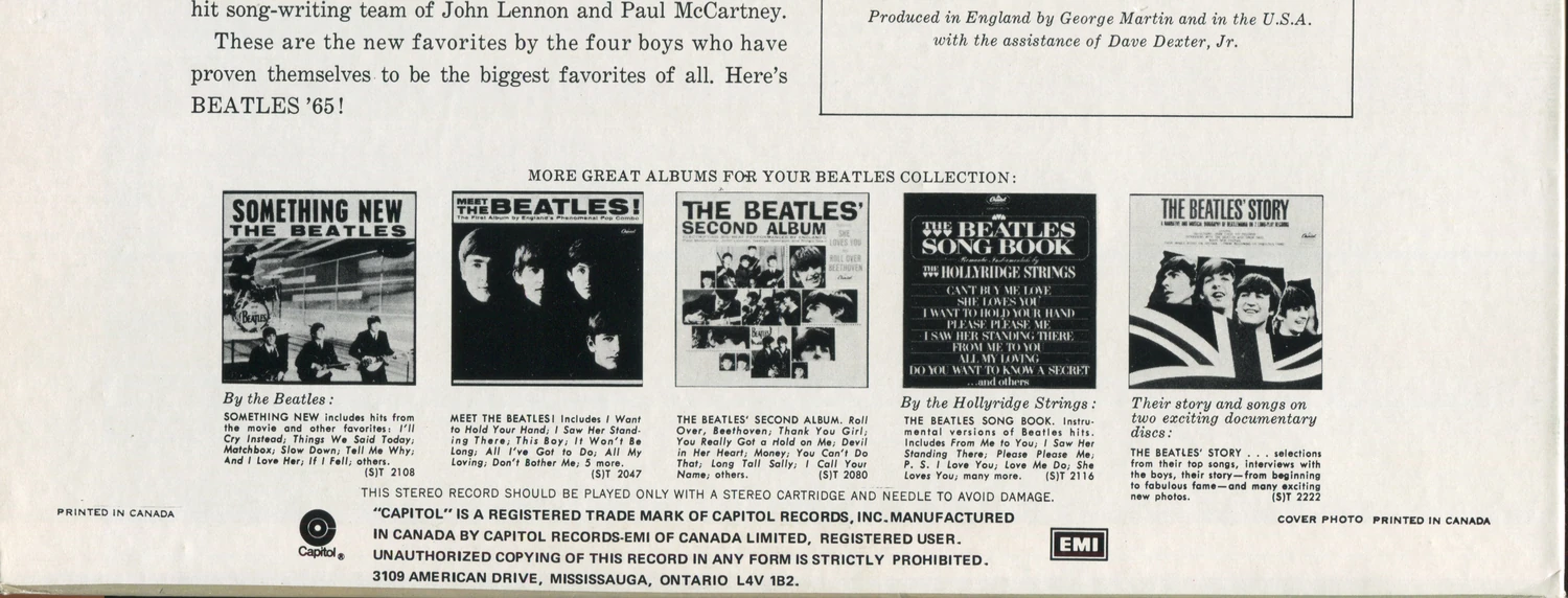Beatles'65, LP.2228.8.1, back cover detail, legal line