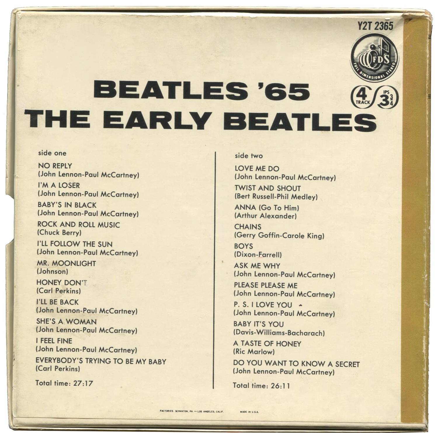 Beatles'65, RE.2365.1.1, box back slick