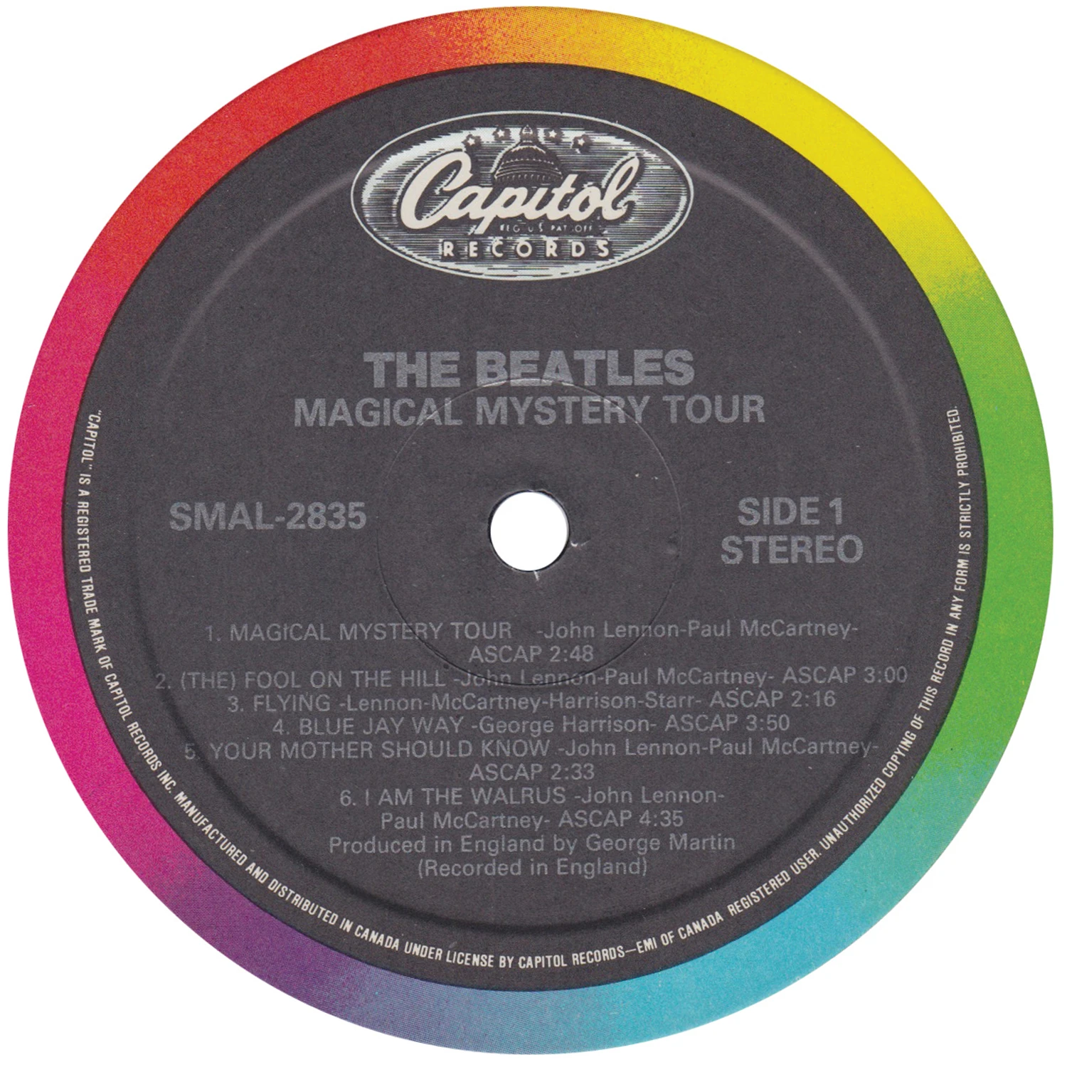 Beatles music formats released in Canada - Canadian Pressing Plants