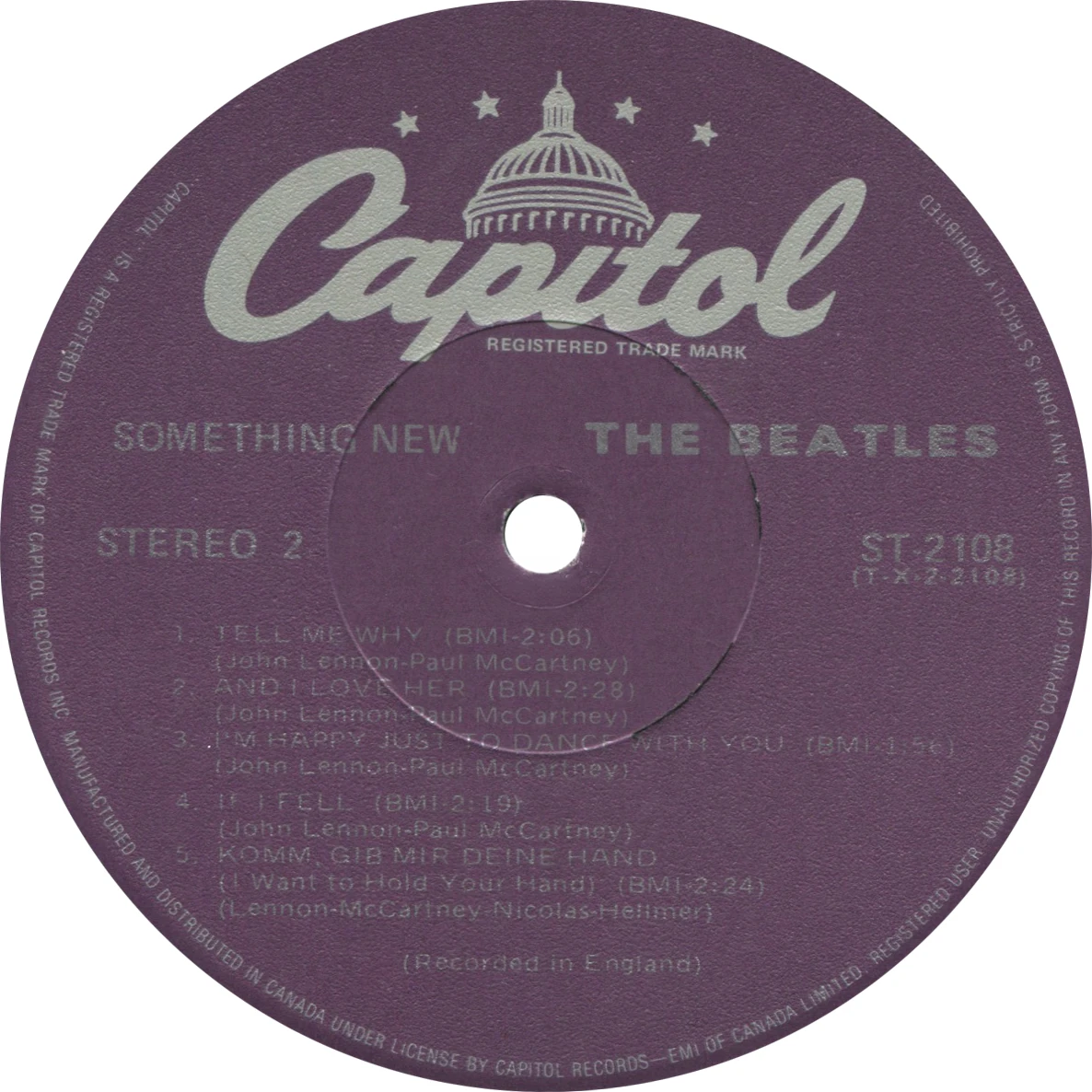 Something New, LP.2108.11.1, side 2 label