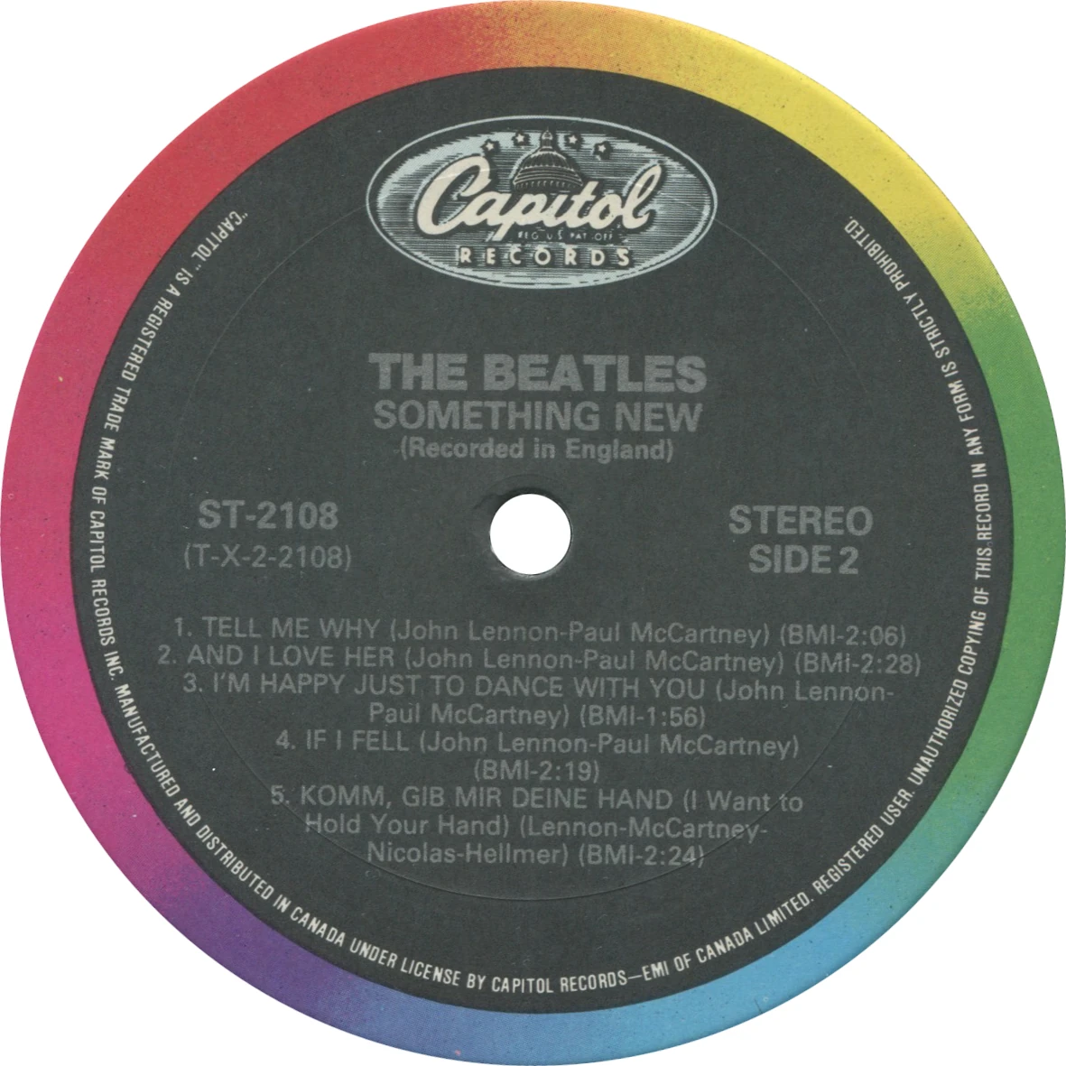 Something New, LP.2108.13.1, side 2 label