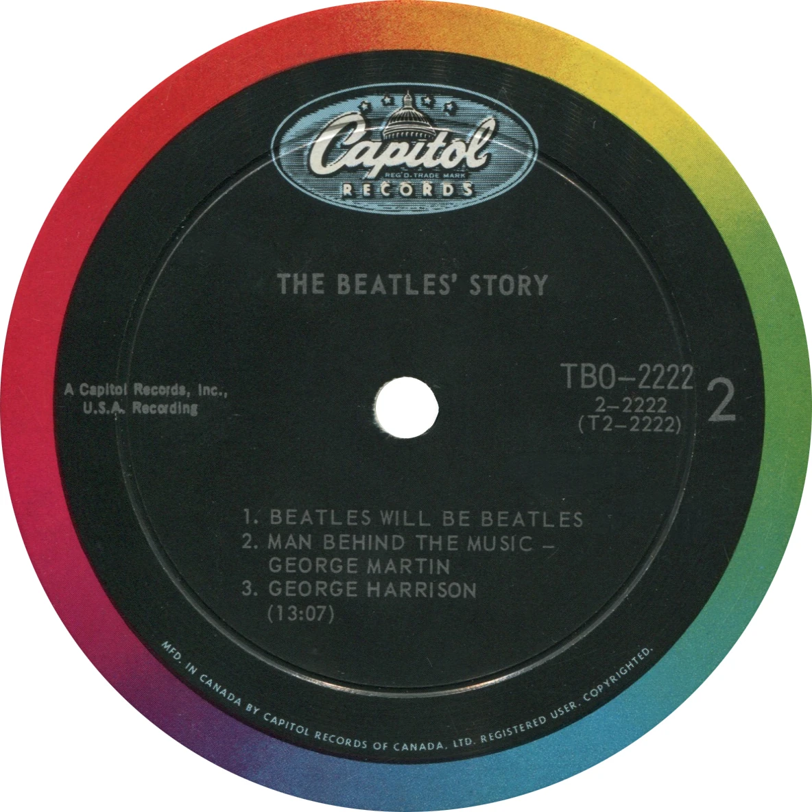 The Beatles' Story, LP.2222.1.1, disc 2, side 2 label