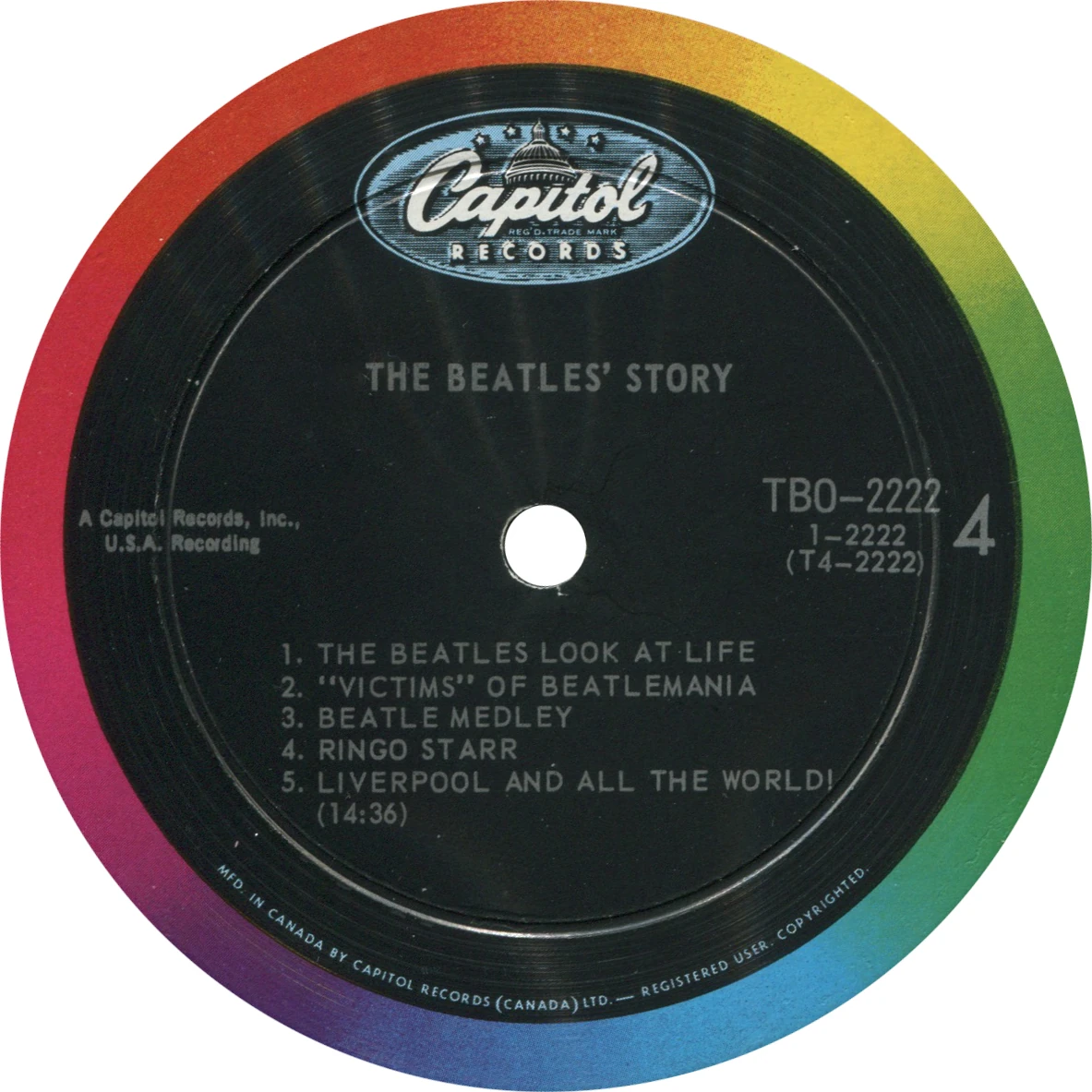 The Beatles' Story, LP.2222.2.1, disc 1, side 4 label