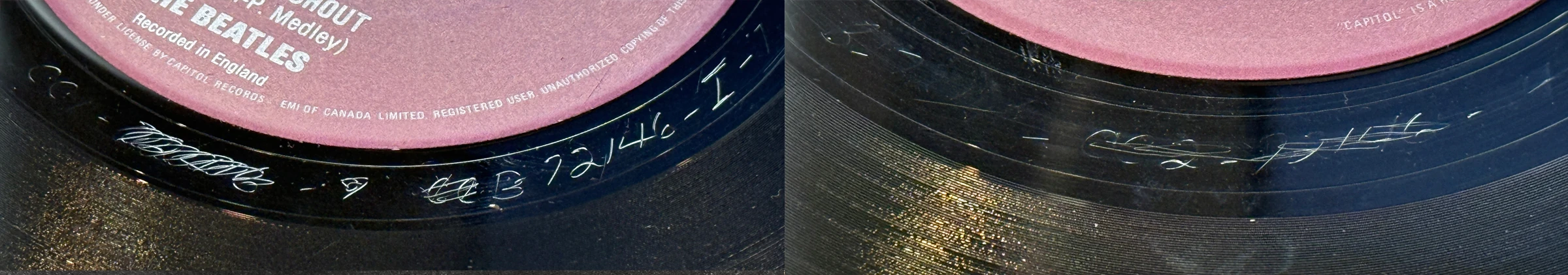 Twist And Shout / There's A Place, 45.72146.15.1, détail du numéro de matrice