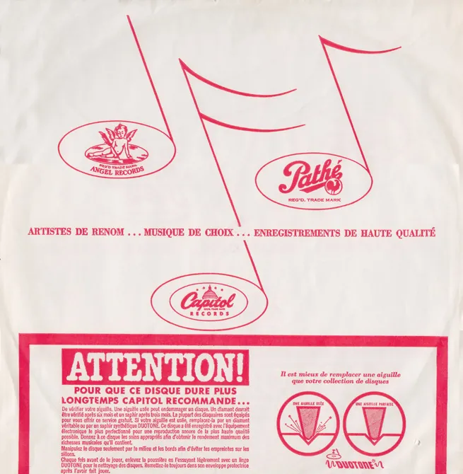 Inner Sleeves, Pathe Attention sleeve French side