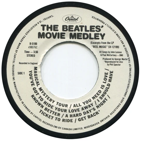 45.5107.PR.1, Custom White Promo Label, Fab Four On Film on B-side