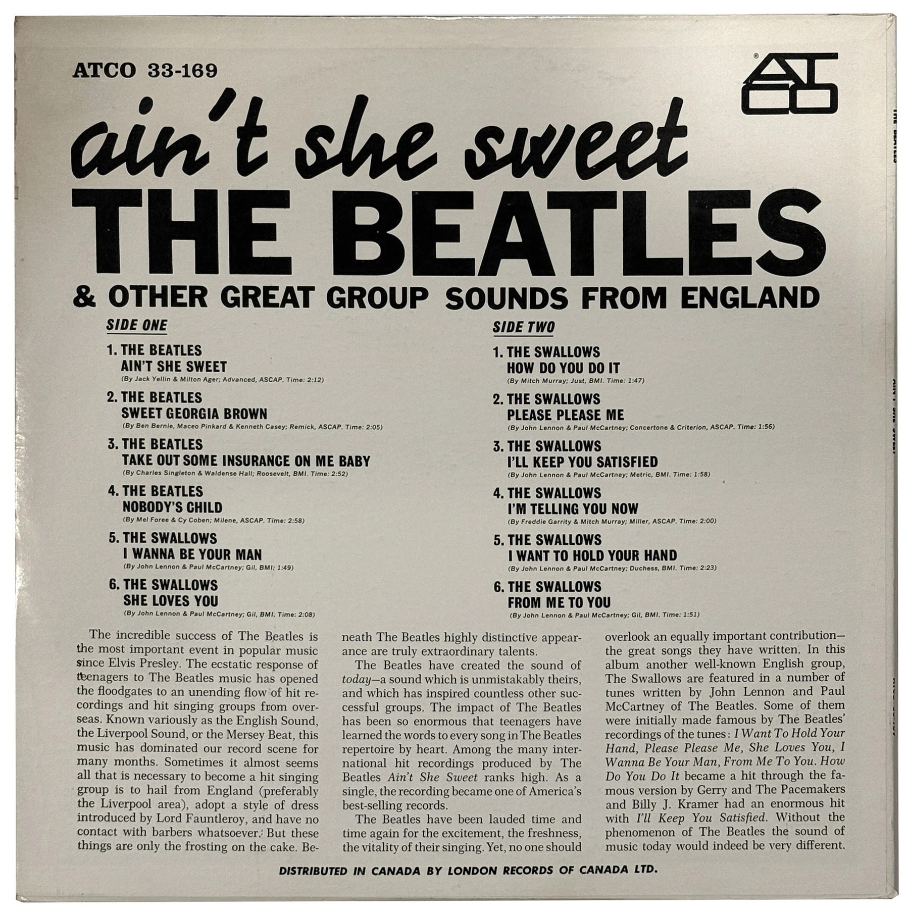 Ain't She Sweet (ATCO compilation), LP.33169.AT.1