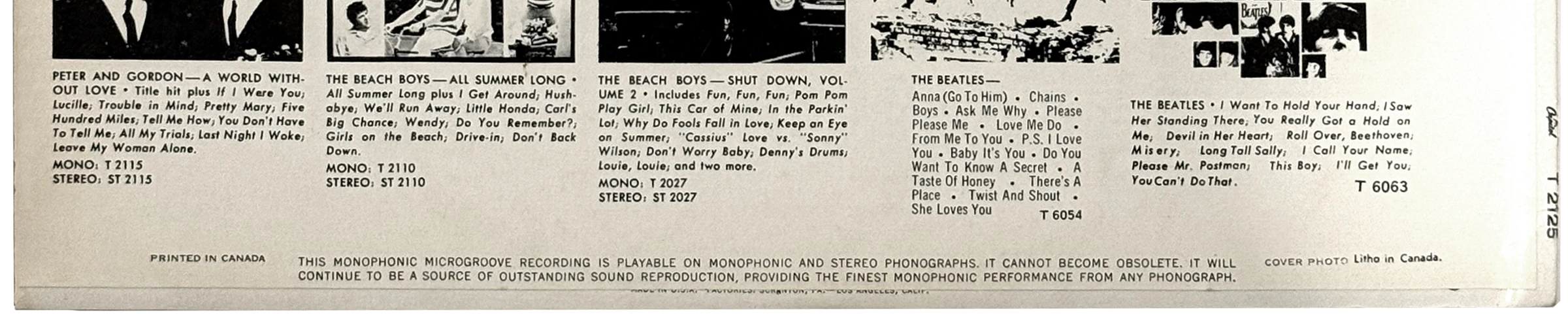 The Big Hits from England and the U.S.A. (Capitol compilation), LP.2125.1.1