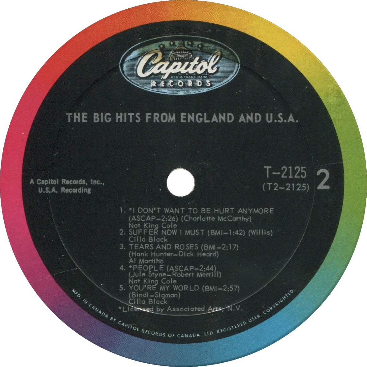 The Big Hits from England and the U.S.A. (Capitol compilation), LP.2125.1.1