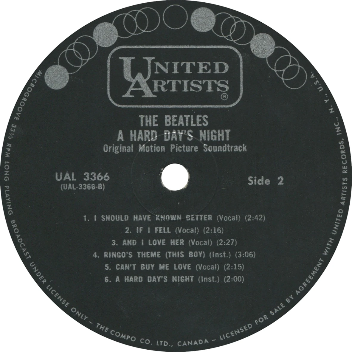 A Hard Day's Night (US Format), LP.3366.UA1.3