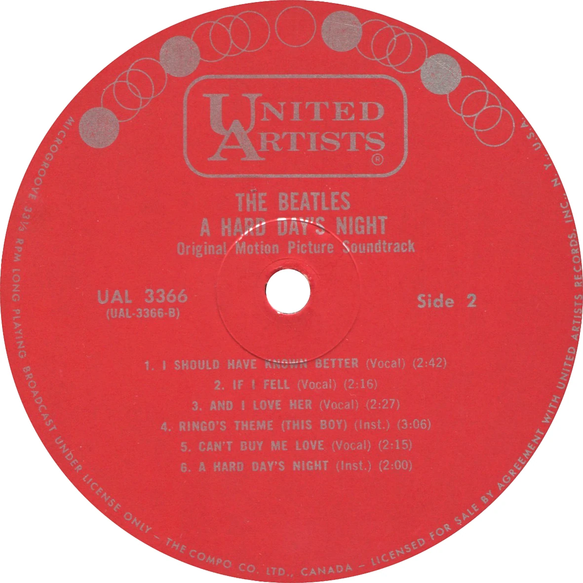 A Hard Day's Night (US Format), LP.3366.UA1.3