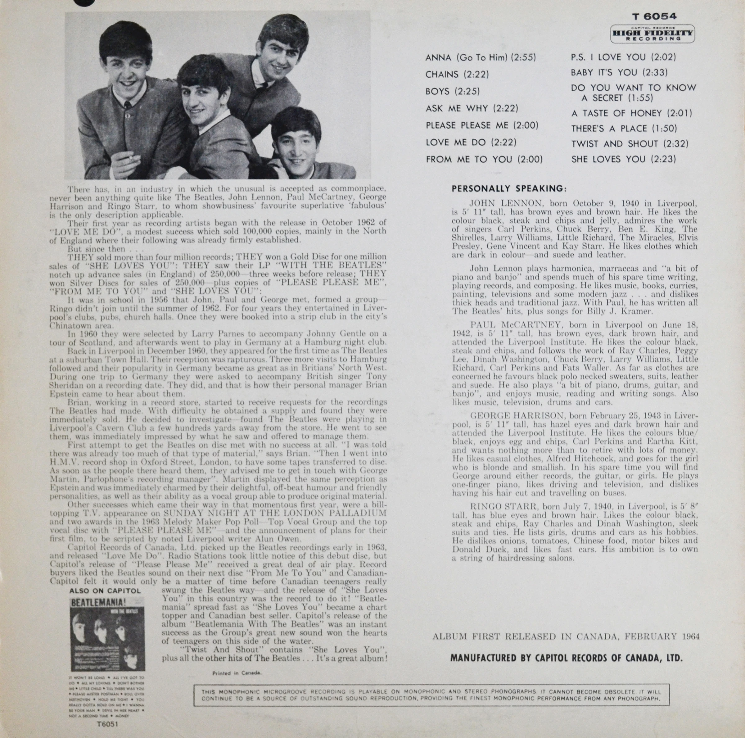 Twist And Shout, LP.6054.1.2, back cover photo