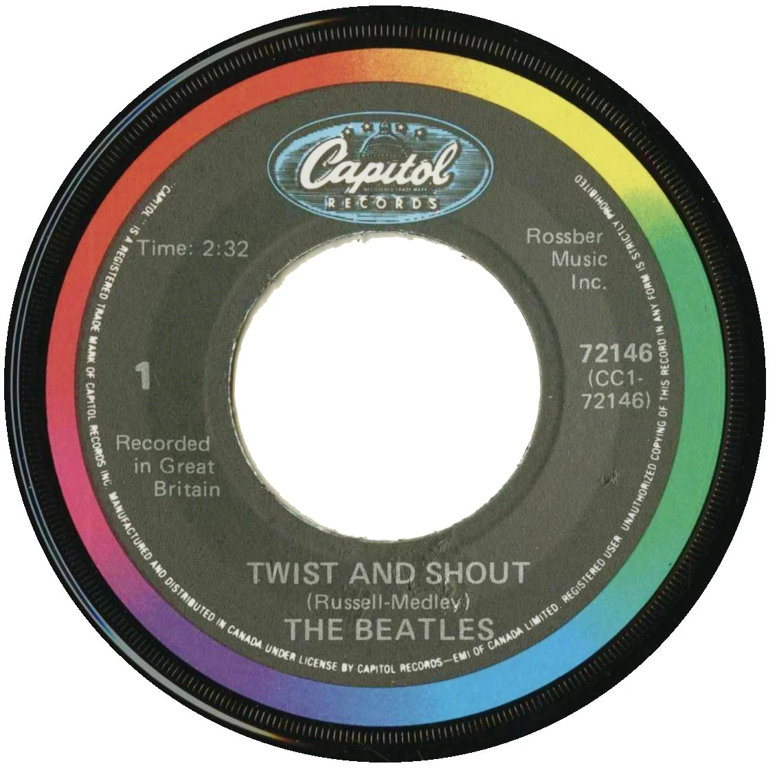 Twist And Shout / There's A Place, 45.72146.12.1