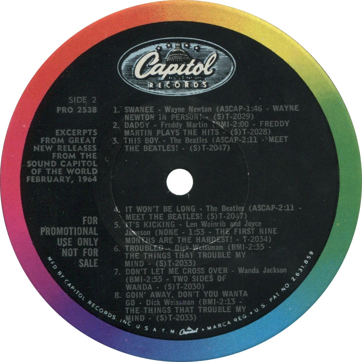 Balanced For Broadcast: Great New Releases From The Sound Capitol Of The World February 1964, LP.PRO2537/8.US.1