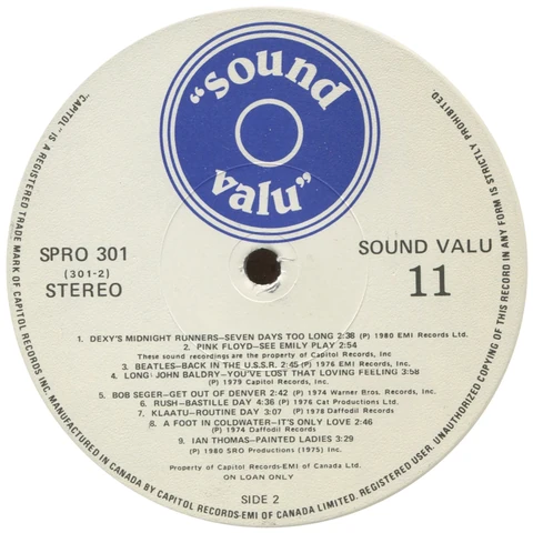 LP.SPRO301.PR.1, Sound Valu, II White Promo